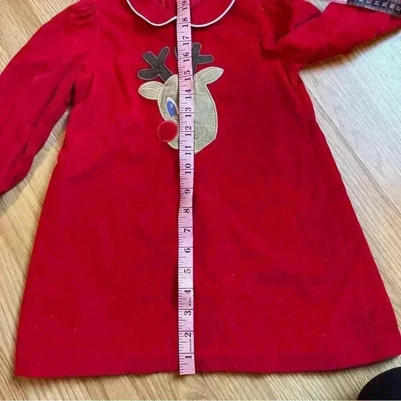 4T 100% cotton Rudolph red Christmas shift dress long sleeves ribbed corduroy - Picture 7 of 7